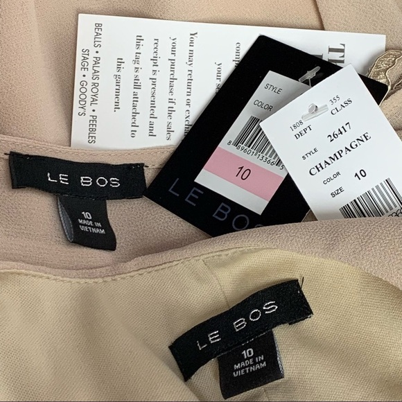 LE BOS | Size 10 | Champagne Embellished Sleeveless Dress & Sheer Jacket NWT - Picture 11 of 15